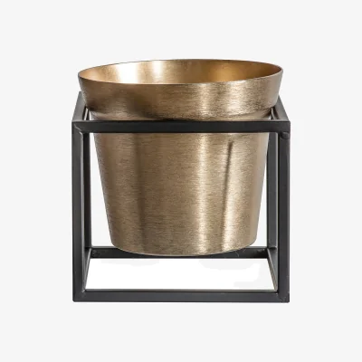 La Redoute 18cm Gold and Black Planter