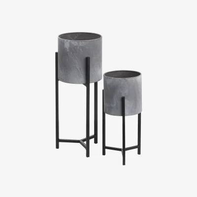 La Redoute Set Of Two Concrete Table Top Planters
