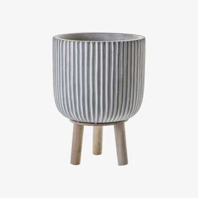 La Redoute 23cm Whitewash Striped Planter