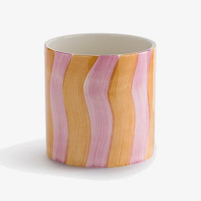 La Redoute Touma Striped Glazed Ceramic Plant Pot Holder Diameter 14cm