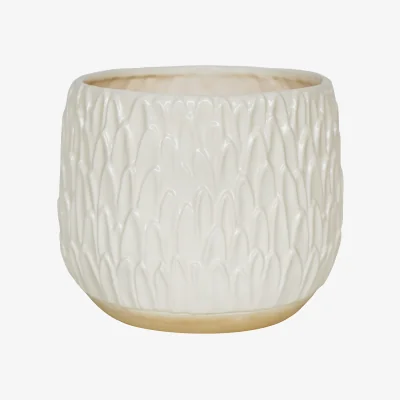 La Redoute 20cm Arles Leaf Embossed Medium Planter