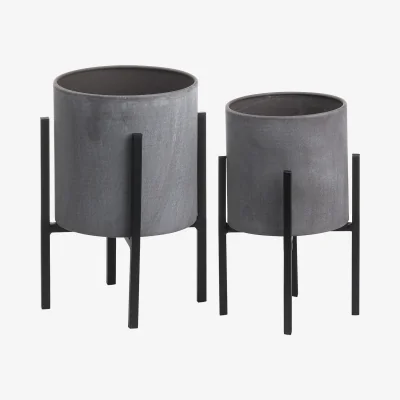 La Redoute Set Of Two Cylindrical Table Top Planters