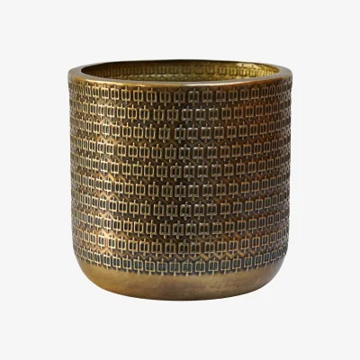 La Redoute 25cm Solis Embossed Large Planter Gold