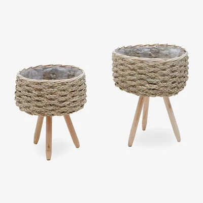 La Redoute Set of 2 Natural Basket Planters