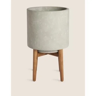 Marks & Spencer M&S Stoneware Planters with Stand - M - Grey, Grey