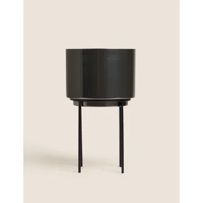 Marks & Spencer M&S Medium Metal Silver Planter with Stand, Silver