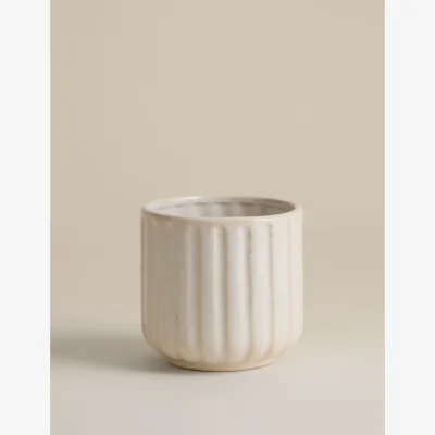 Marks & Spencer M&S Ridged Ceramic Planter Neutral