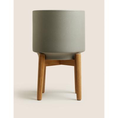 Marks & Spencer M&S Large Ceramic Planter with Stand - Grey, Grey