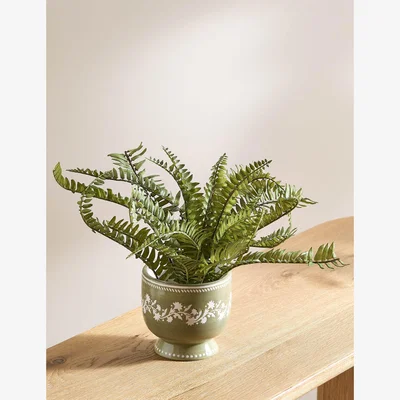 Marks & Spencer M&S Floral Ceramic Planter - Green, Green