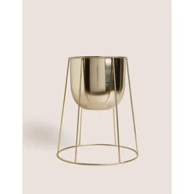 Marks & Spencer M&S Medium Metal Gold Planter, Gold