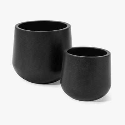 Made.com Colleta Set of 2 Splatter-Effect Planters, Charcoal Fibre Cement