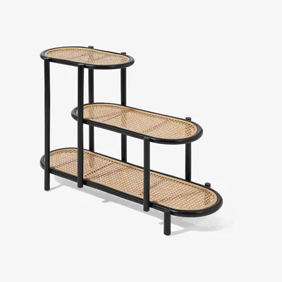 Made.com Agota Three-Tier Planter Stand, Natural & Black Cane