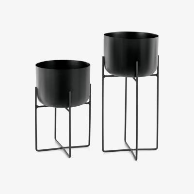 Made.com Salix Set of 2 Large Planters with Stands, Black