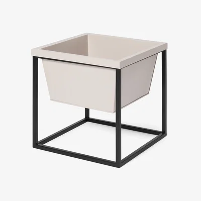 Made.com Noor Low Planter Stand, Stone & Black