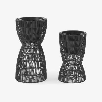 Made.com Takea Set of 2 Tall Planters, Black Weave