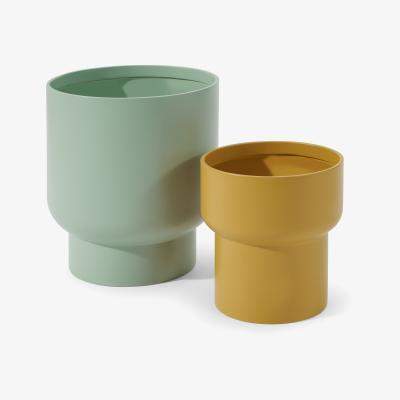 Made.com Shalin Set of 2 Round Planters, Large, Mint & Mustard Fibreglass