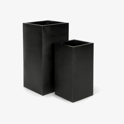 Made.com Razan Set Of Two Tall Galvanized Square Planters, Black