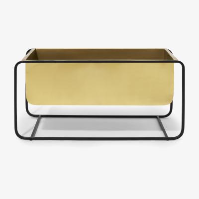 Made.com Elef Low Rectangle Plant Stand, Brass & Black