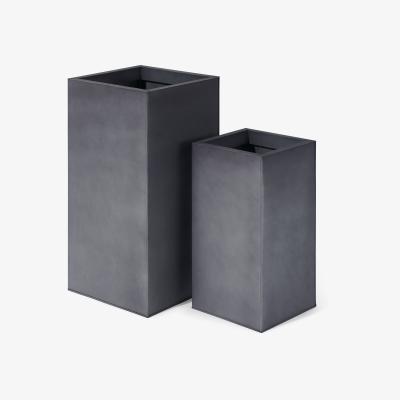 Made.com Razan Set of 2 Tall Galvanized Square Planters, Silver