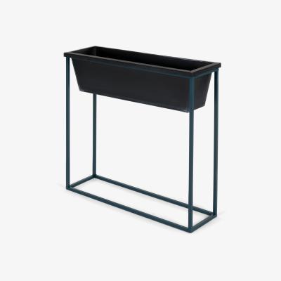 Made.com Noor Free Standing High Galvanized Iron Rectangular Plant Stand, Black & Teal