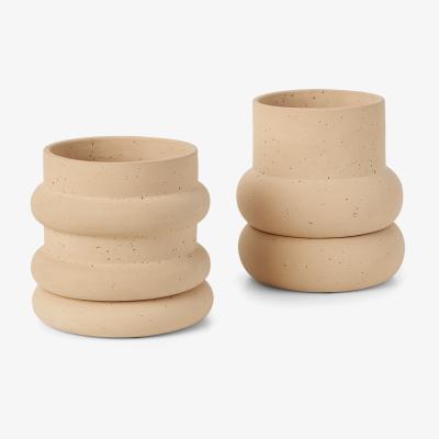 Made.com Bosca Set Of Two Earthenware Planters, Sand