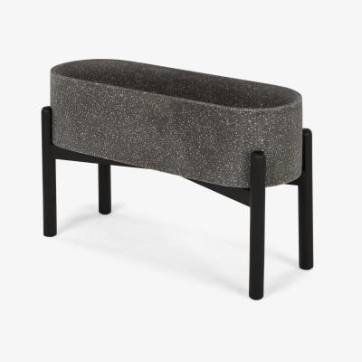 Made.com Hakuun Long Standing Terrazzo Planter, Grey and Black