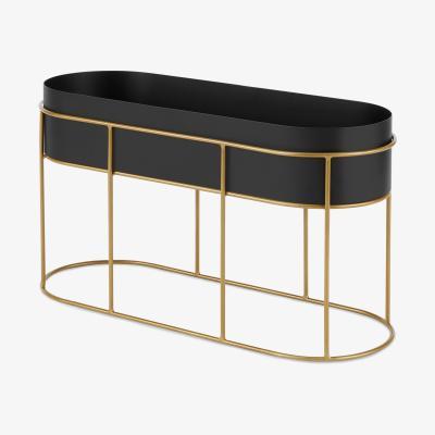 Made.com Echo Free-Standing Oval High Powder-Coated Plant Stand, Black & Gold