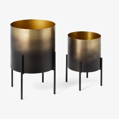 Made.com Valletta Set of 2 Plant Stands, Smoked Brass