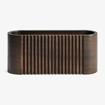 Made in Design Cities - London Pot - / Mahogany carving - Hand-made by Ethnicraft Natural wood