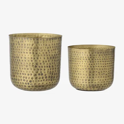 Made in Design Bobie Flowerpot - / Set of 2 - Metal / Ø17.5 x H16 & Ø20.5 x H19 cm by Bloomingville Gold/Metal