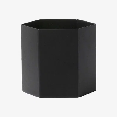 Made in Design Hexagon Large Flowerpot - Large / Ø 13.5 cm x H 12 cm by Ferm Living Black