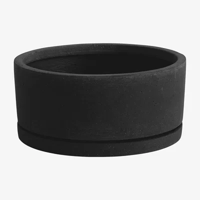 Made in Design XL Flowerpot - / Ø 28 x H 12.5 cm - Polystone / Built-in dish by Hay Black