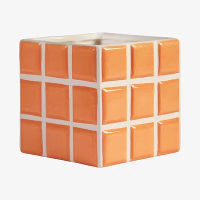 Made in Design Tile Small Flowerpot - / 10.5 x 10.5 x 10 cm by & klevering Orange