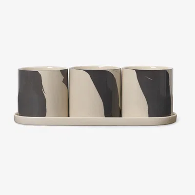 Made in Design Inlay Flowerpot - / Set of 3 with tray by Ferm Living Beige