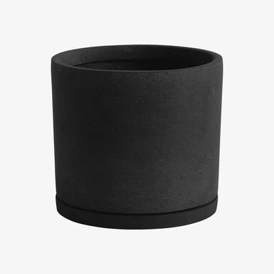 Made in Design XXL Flowerpot - / Ø 24 x H 22 cm - Polystone / Built-in dish by Hay Black