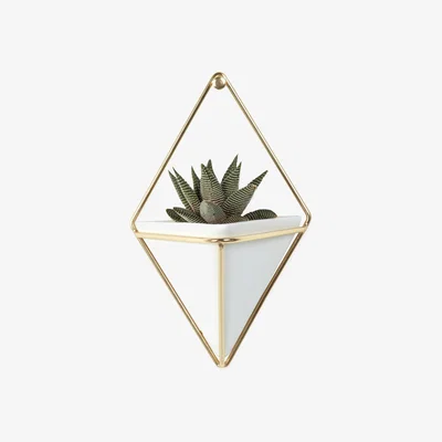 Made in Design Trigg Small Wall pot - / Ceramic - Set of 2 by Umbra White/Gold