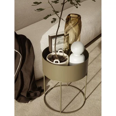 Made in Design Plant Box Round Standing flowerpot - / Ø 40 x H 50 cm by Ferm Living Green