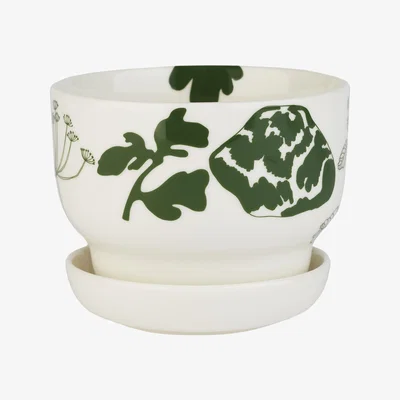 Made in Design Elokuun Flowerpot - / With saucer - Ø 13.5 x H 11 cm by Marimekko White/Green