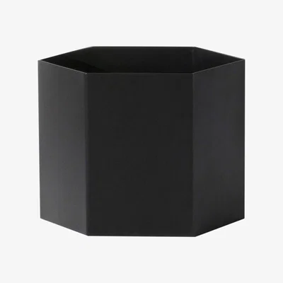 Made in Design Hexagon XL Flowerpot - Large / Ø 18 x H 16 cm by Ferm Living Black