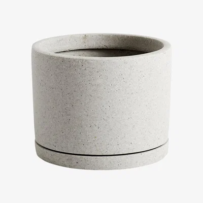 Made in Design Large Flowerpot - / Ø 19 x H 14.5 cm - Polystone / Built-in dish by Hay Grey
