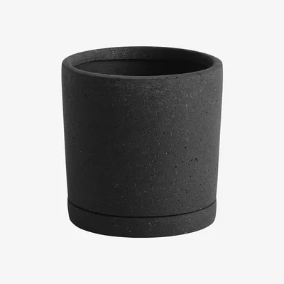 Made in Design Medium Flowerpot - / Ø 14 x H 14 cm - Polystone / Built-in dish by Hay Black