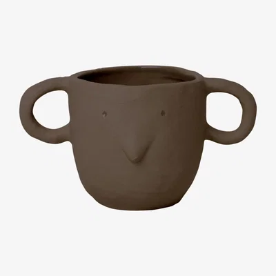 Made in Design Mus Small Flowerpot - / Sandstone - H 9 cm by Ferm Living Brown