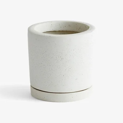 Nordic Nest HAY Plant Pot with saucer flower pot M Ø14 cm White