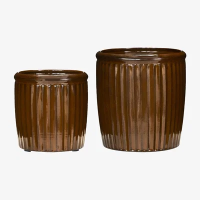Nordic Nest House Doctor Groove planter 2 parts Brown
