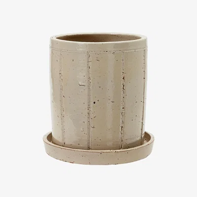 Nordic Nest Julian flowerpot with saucer Ø22 cm Beige