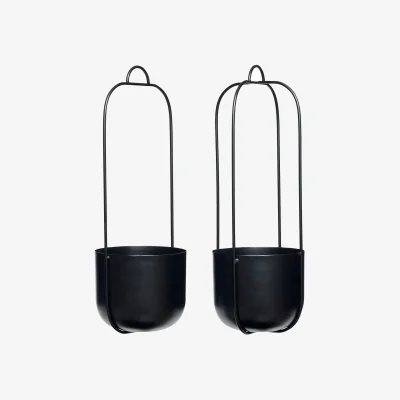 Nordic Nest Hübsch Hanging planter 2-pack Black