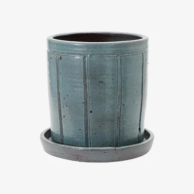 Nordic Nest Julian flowerpot with saucer Ø22 cm grey-green
