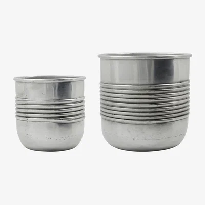 Nordic Nest House Doctor Groove planter aluminium 2 parts Antique silver finish