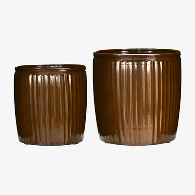 Nordic Nest House Doctor Groove planter 2 parts Brown