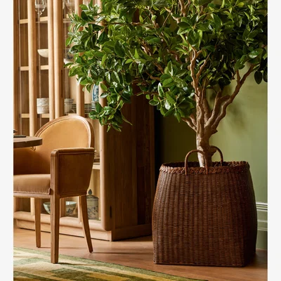 OKA OKA, Tresse Rattan Planter - Antique Brown, Planter